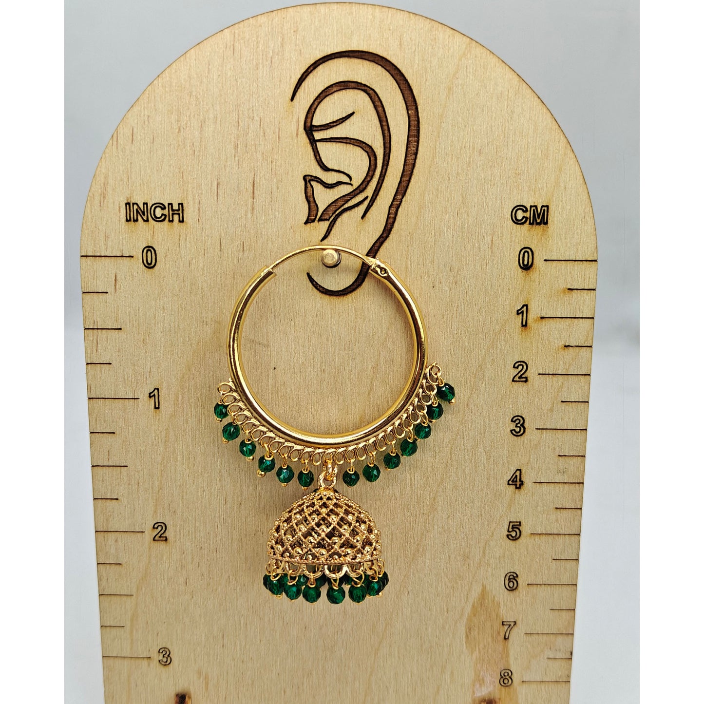 Bottle Green Jaali Hoop Jhumki