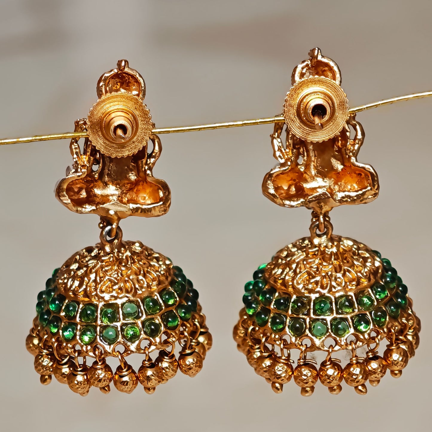 Bottle Green Dome shaped Temple Jhumki