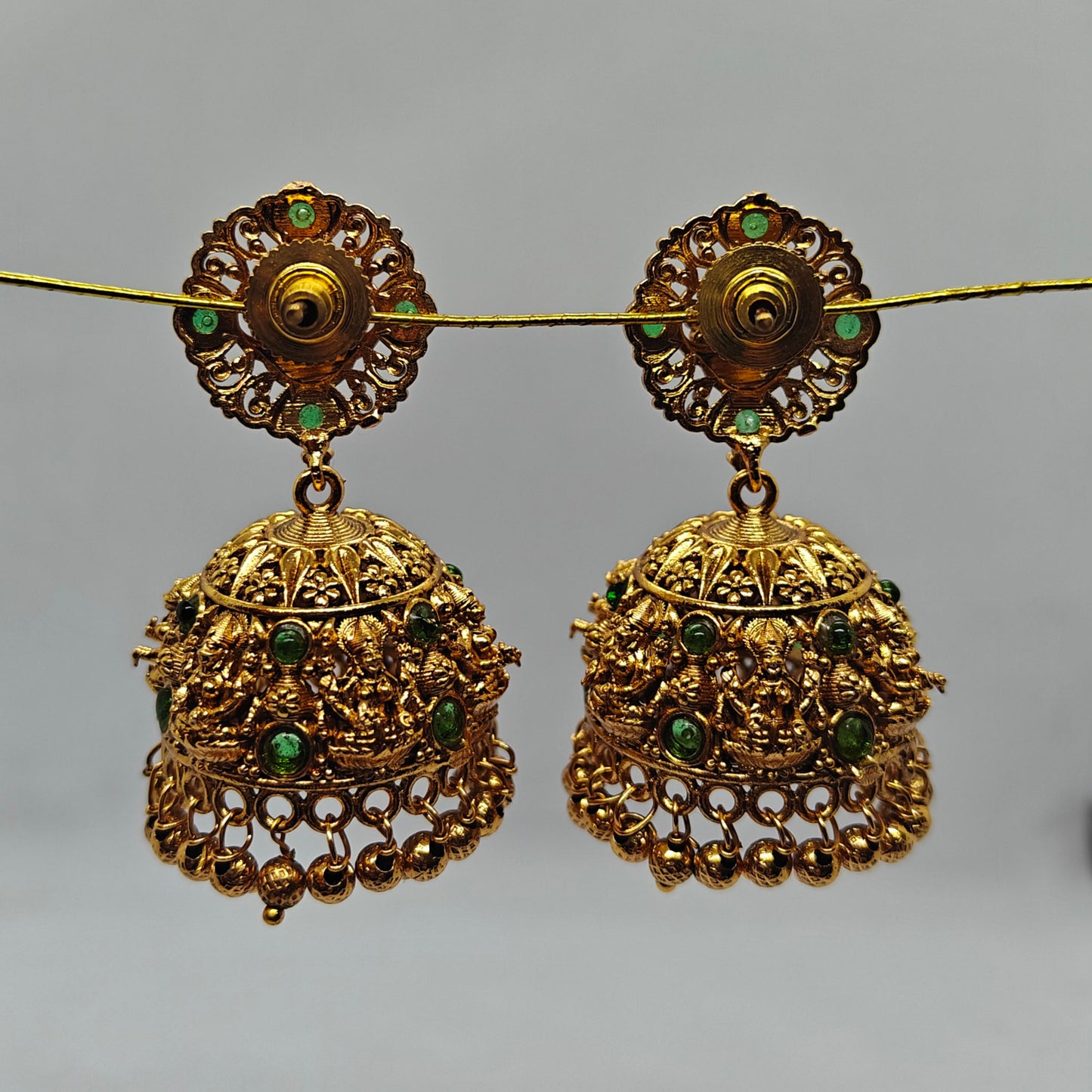 Bottle Green Rich Design Temple Jhumki