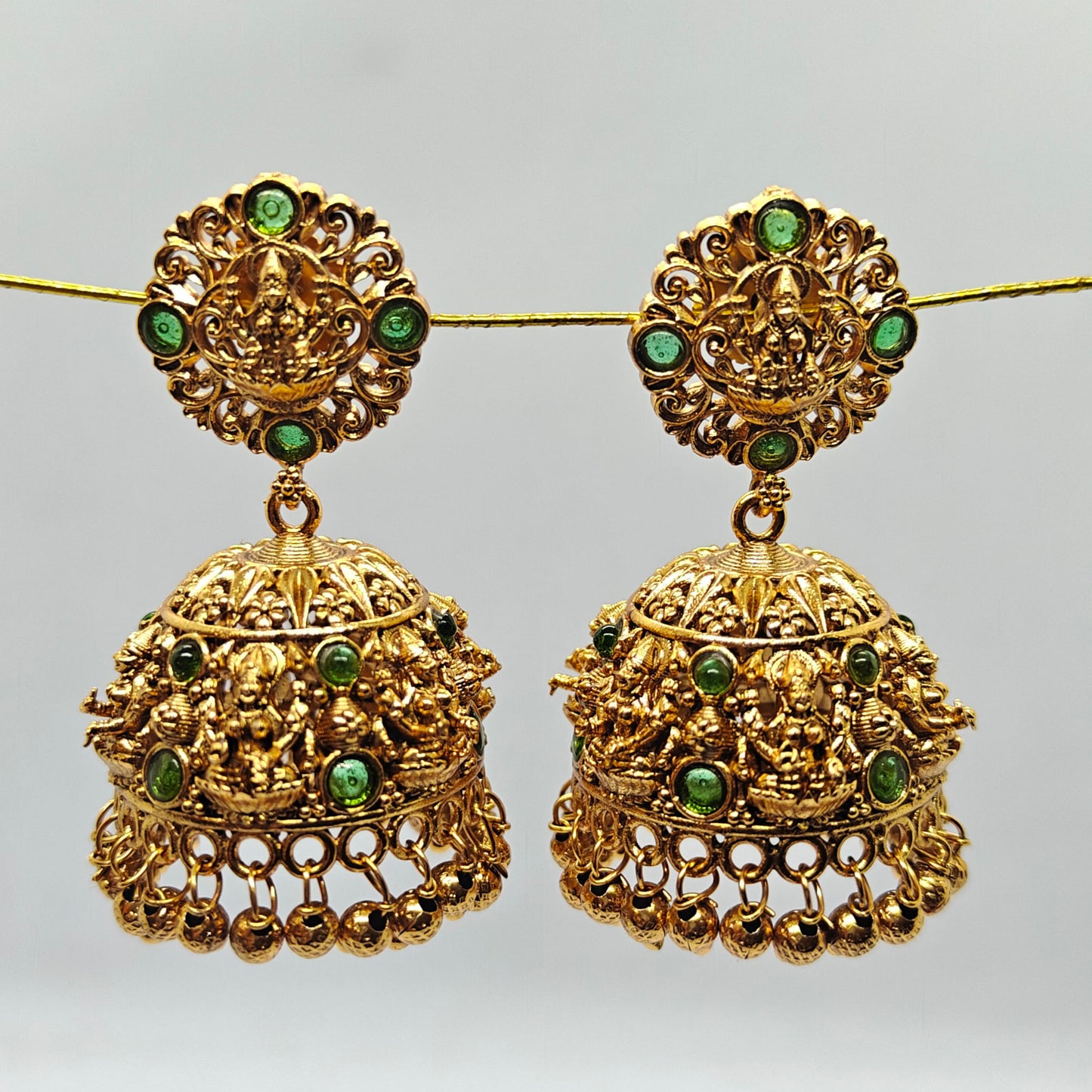 Bottle Green Rich Design Temple Jhumki