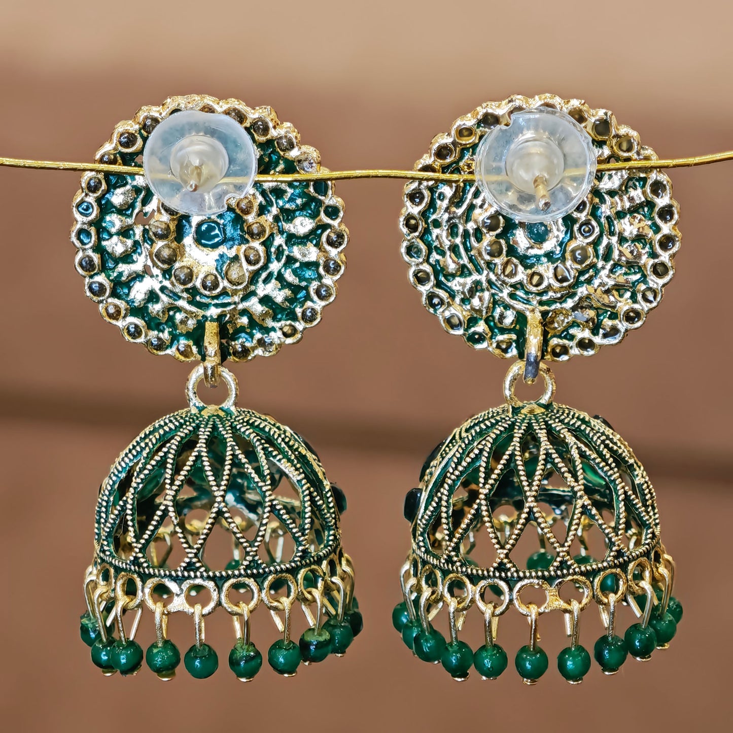 Bottle Green Jaali Medium Jhumki