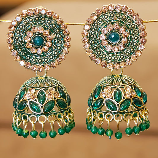 Bottle Green Jaali Medium Jhumki