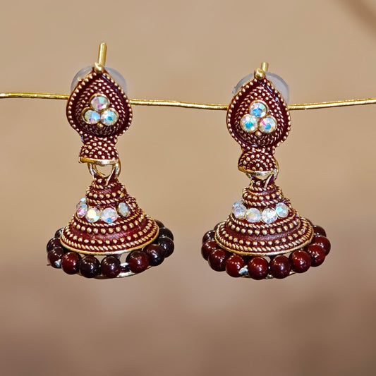 Brown Leaf Shaped Jhumki