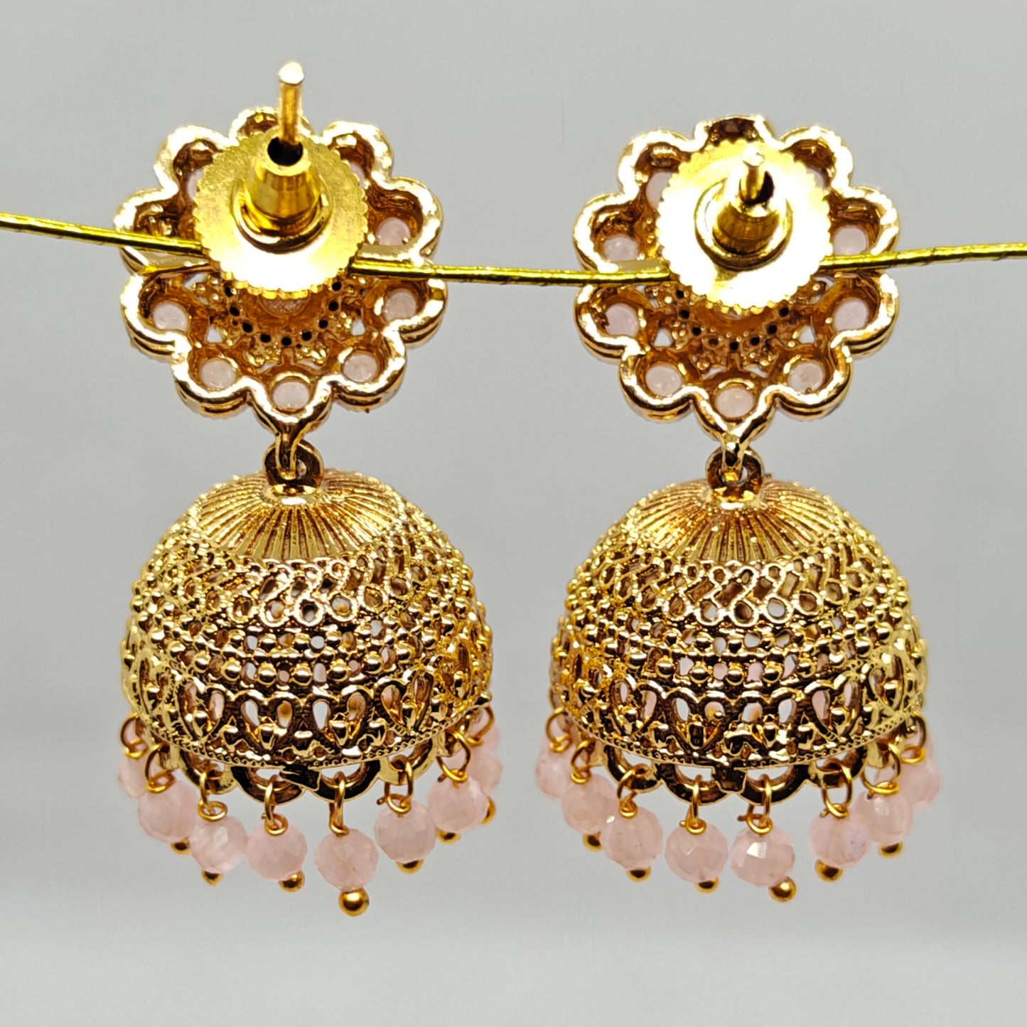 Floral Peach Coloured Jhumki