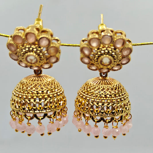 Floral Peach Coloured Jhumki