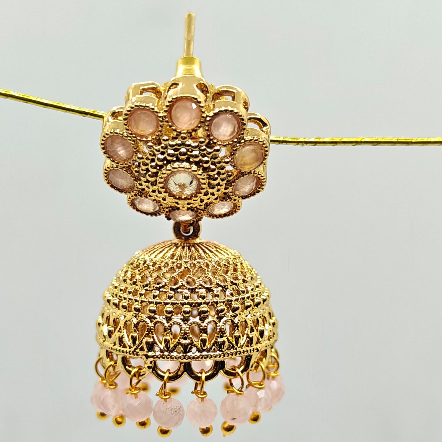 Floral Peach Coloured Jhumki