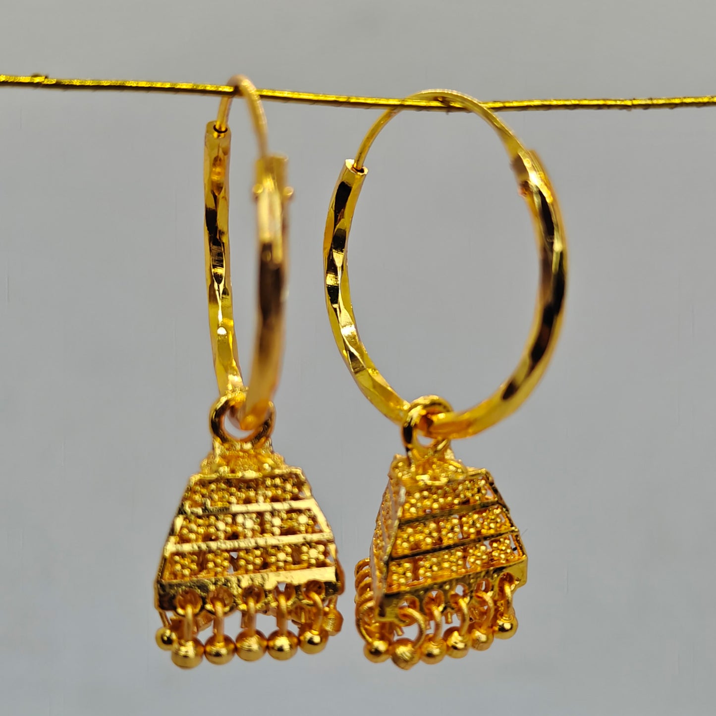 Golden Hoop (Bali) Jhumki Medium