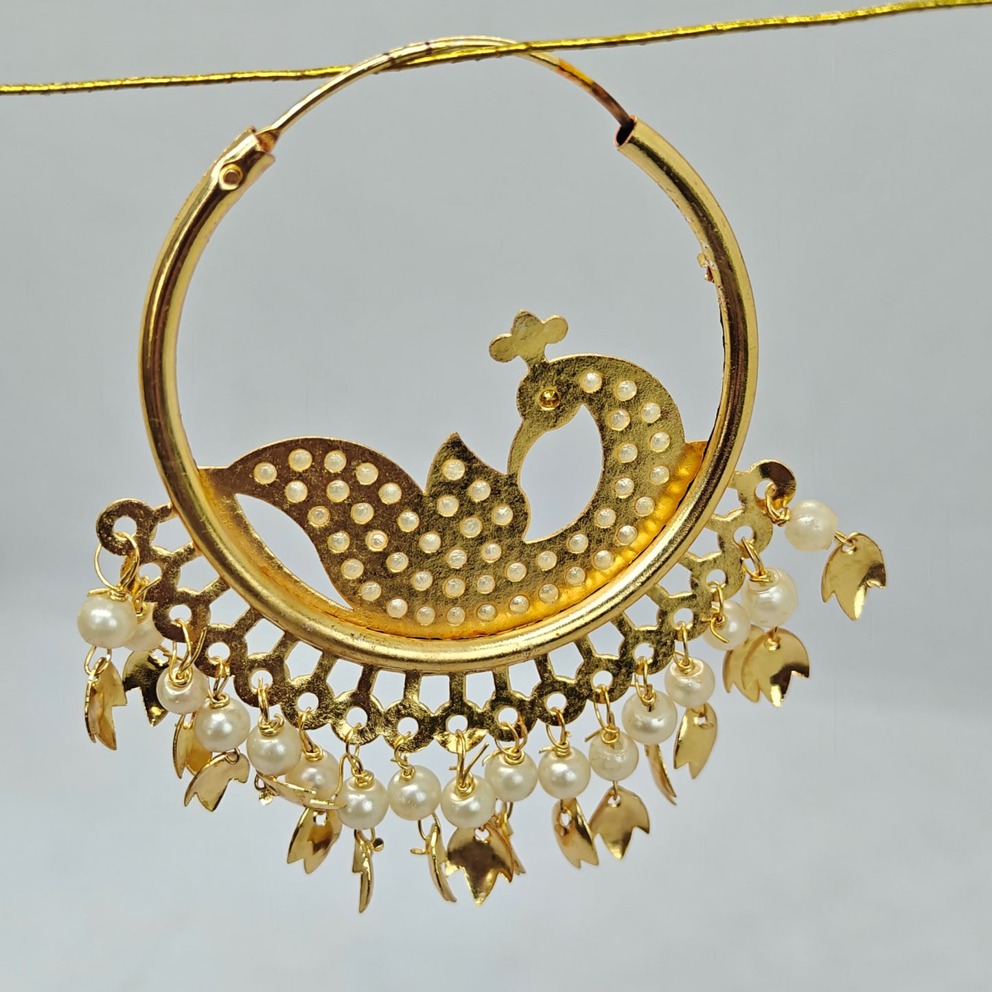 Golden Peacock Pearl hoops