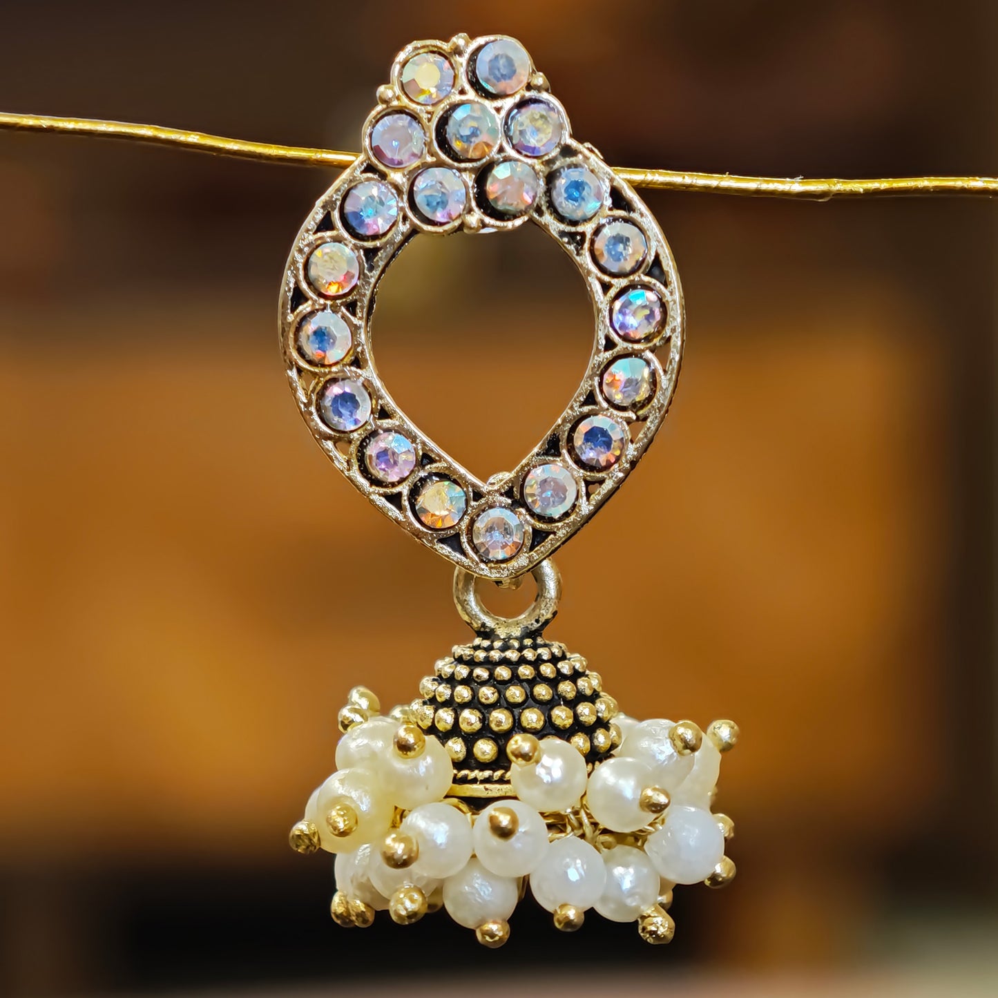 Golden Pearl Cluster Jhumki