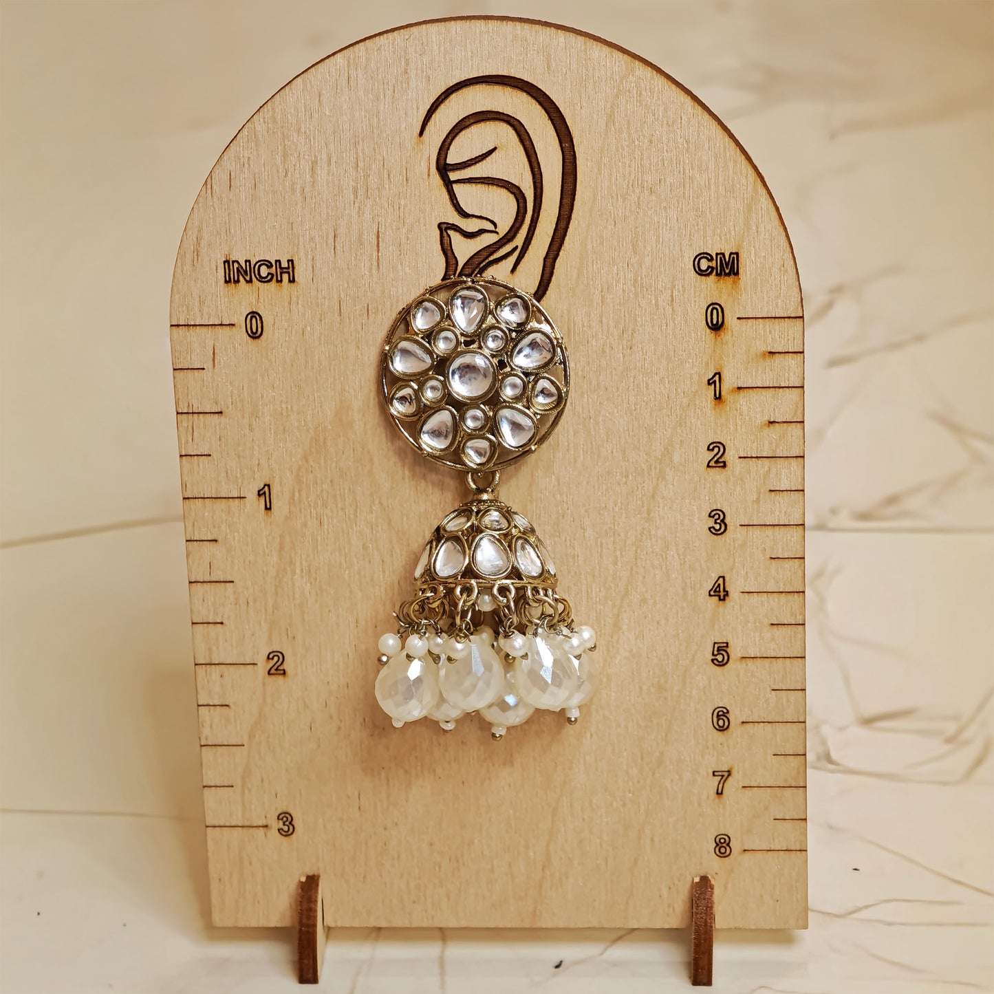 Golden Floral Kundan Jhumki