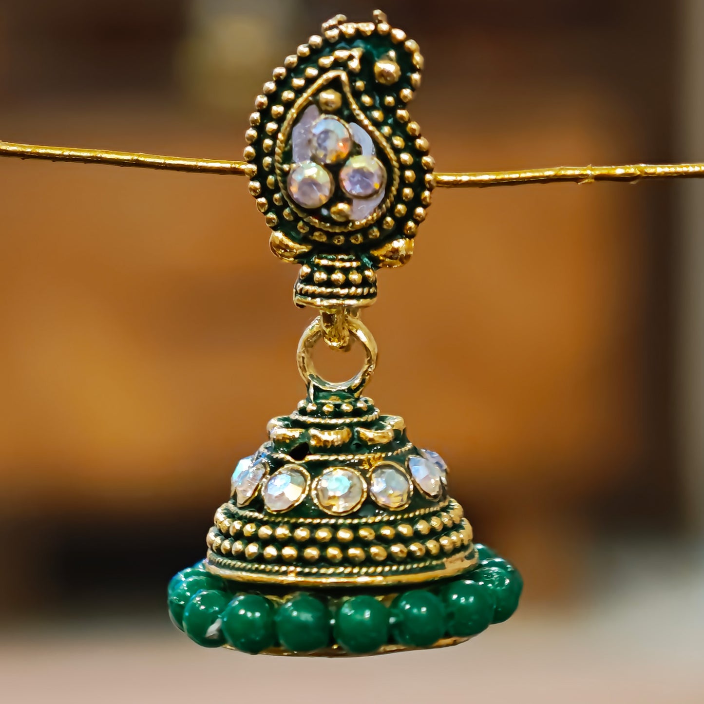 Green Beaded Keri Small Jhumki