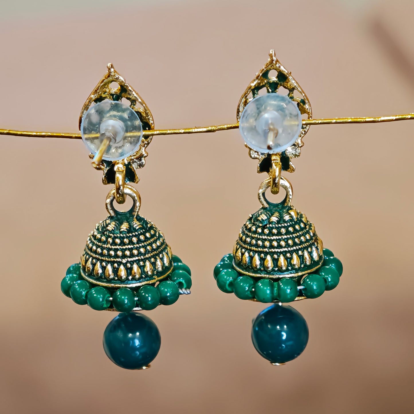 Green Leaf Shaped Jaali Top Jhumki