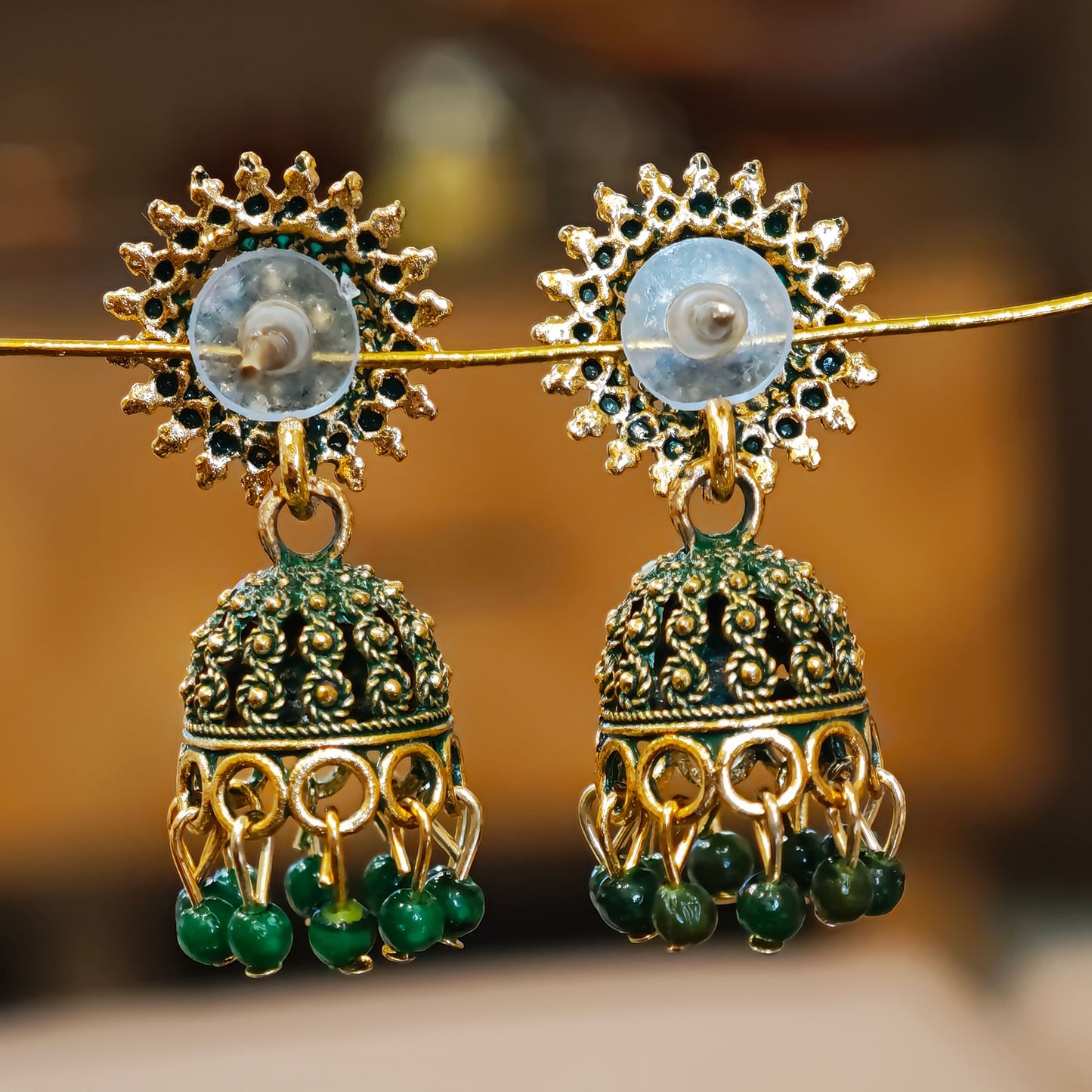 Green Round Top Small Jhumki