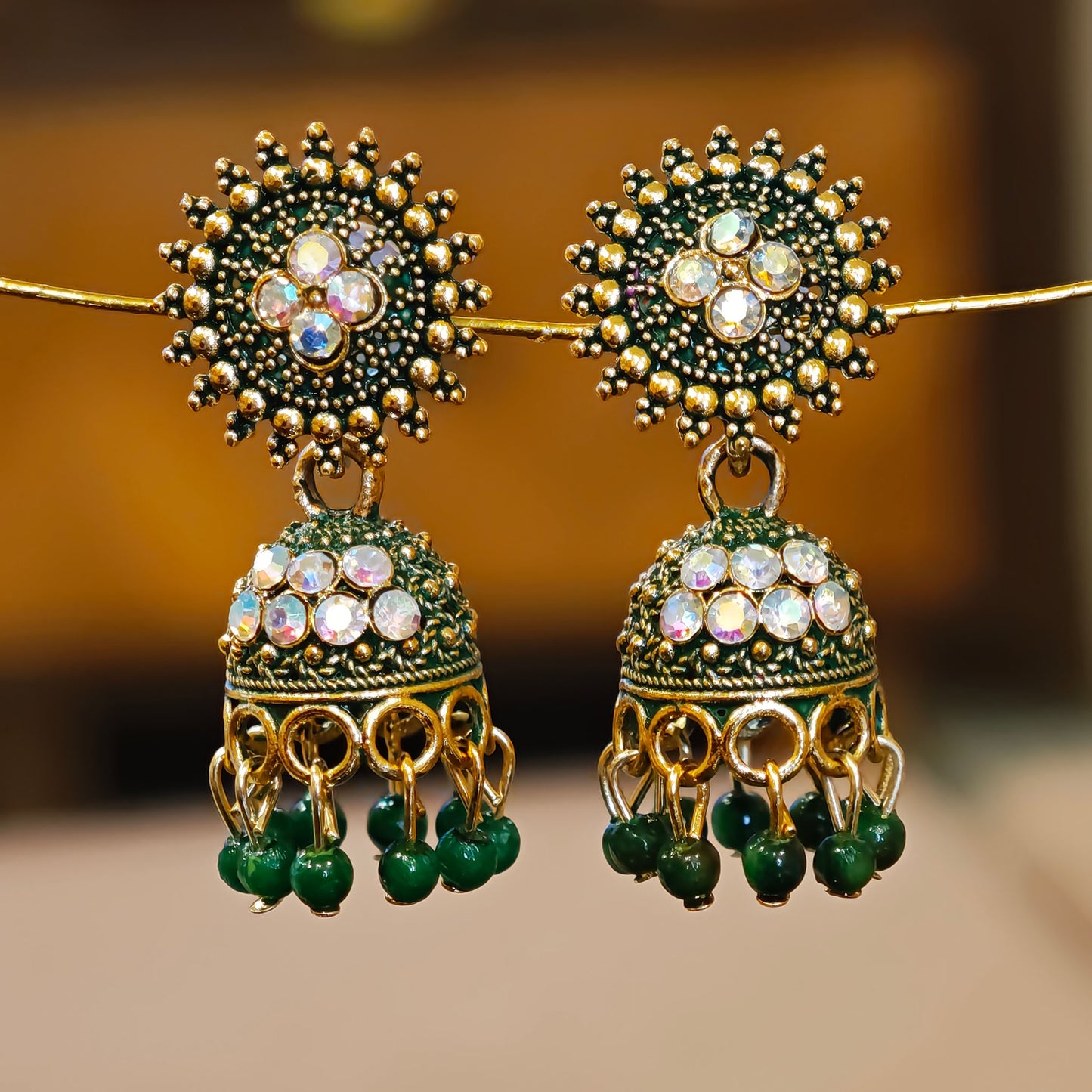 Green Round Top Small Jhumki