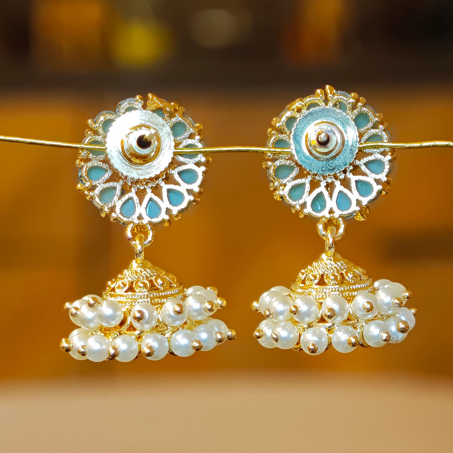 Floral Green Small Size Jhumki