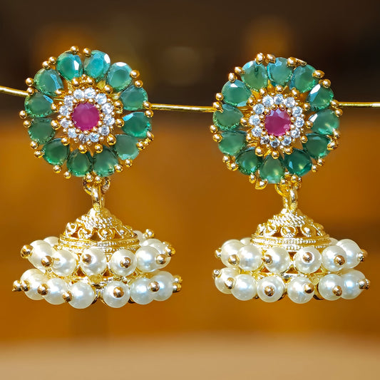 Floral Green Small Size Jhumki