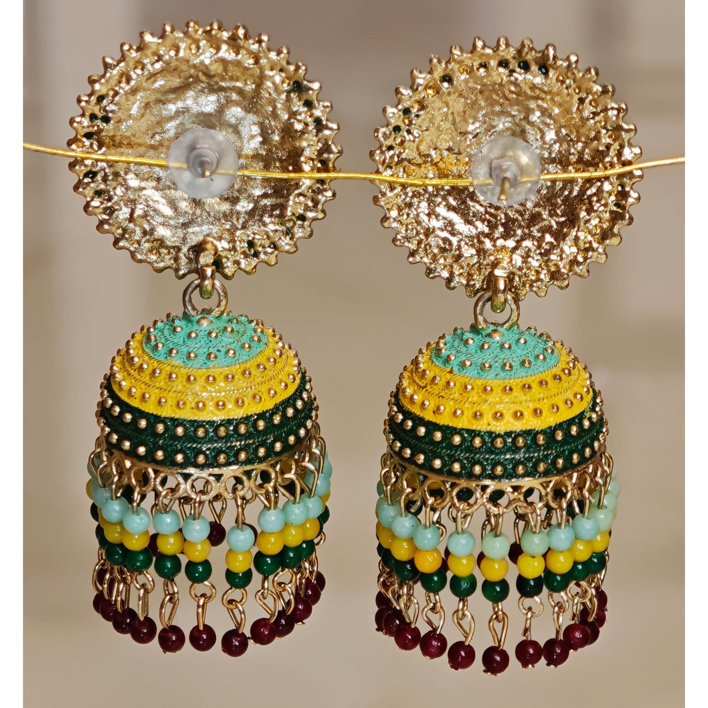 Haldi Styled Dome Shaped Jhumki