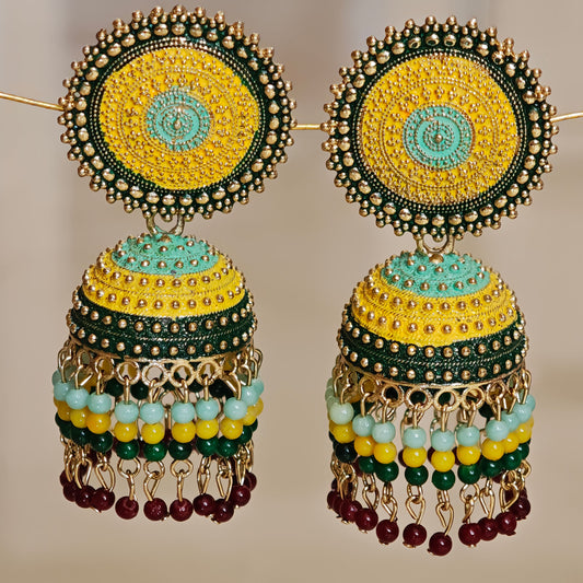 Haldi Styled Dome Shaped Jhumki