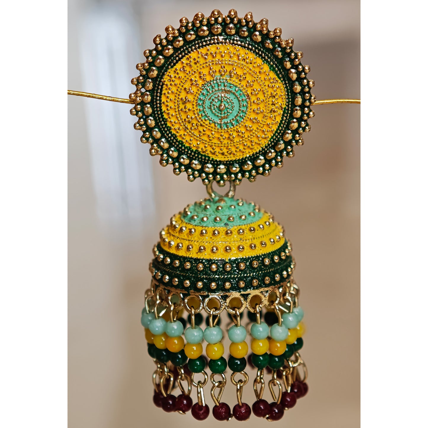 Haldi Styled Dome Shaped Jhumki