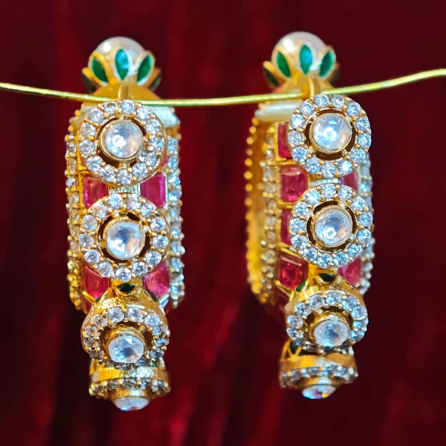 Elegant Pearl Stone Studded hoop