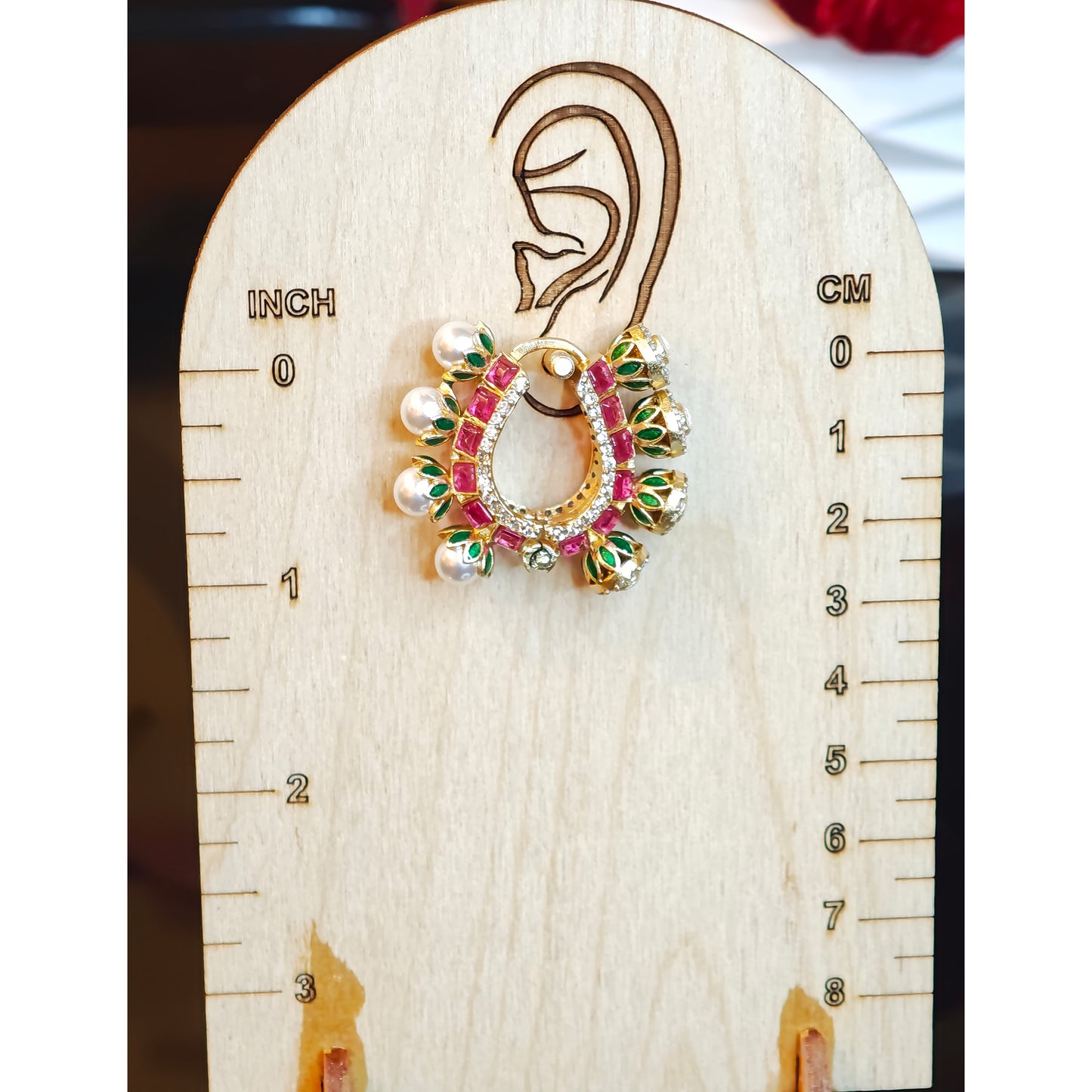 Elegant Pearl Stone Studded hoop