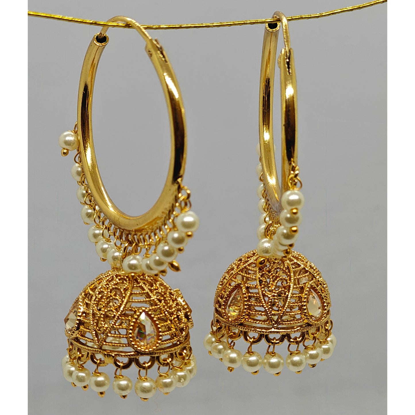Intricate Golden Hoop Jhumki