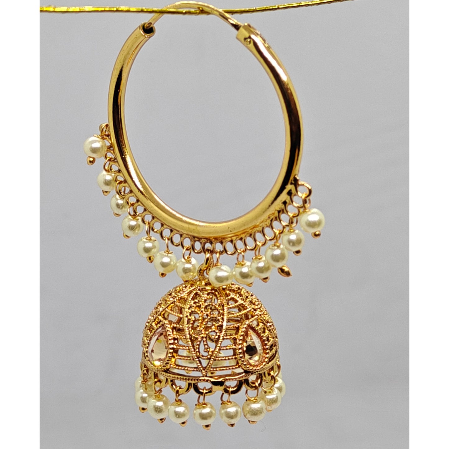 Intricate Golden Hoop Jhumki