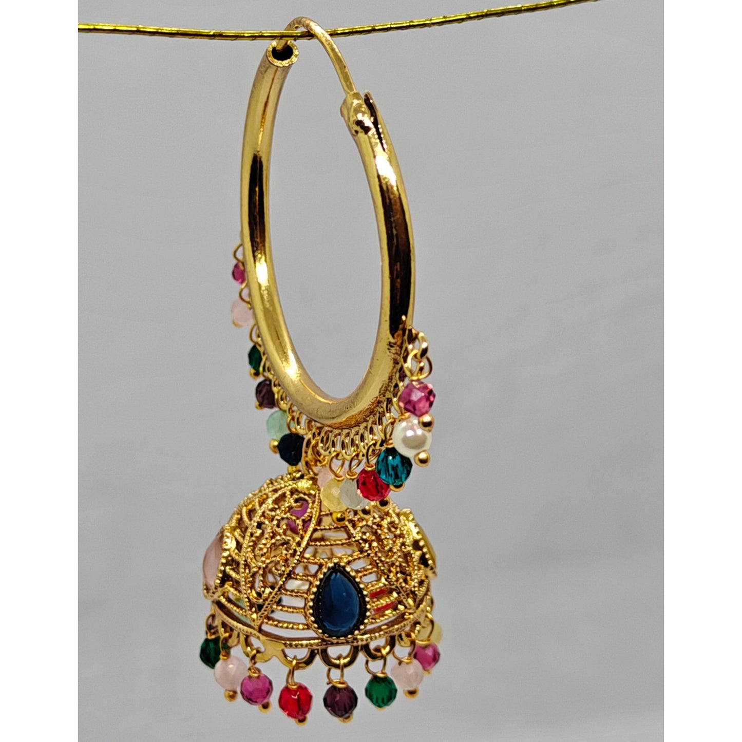Intricate Multicoloured Hoop Jhumki