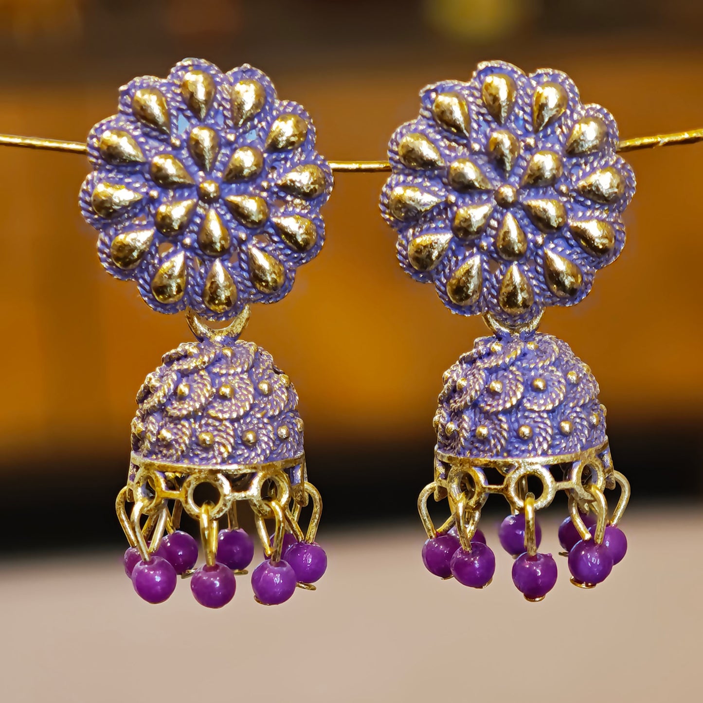 Lavender Floral Small Jhumki