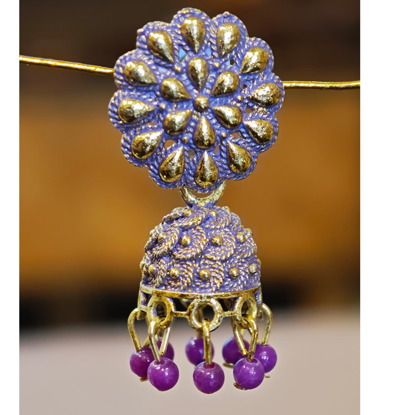 Lavender Floral Small Jhumki