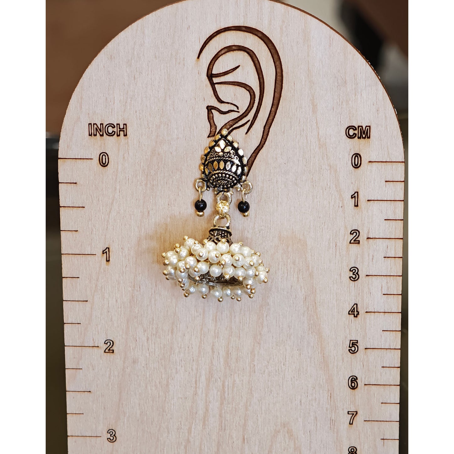 Leaf Shaped Pearl Cluster Jhumki