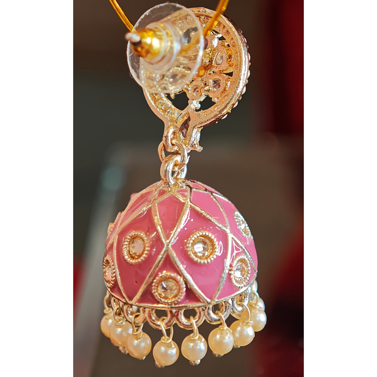 Magenta Meenakari Jhumki