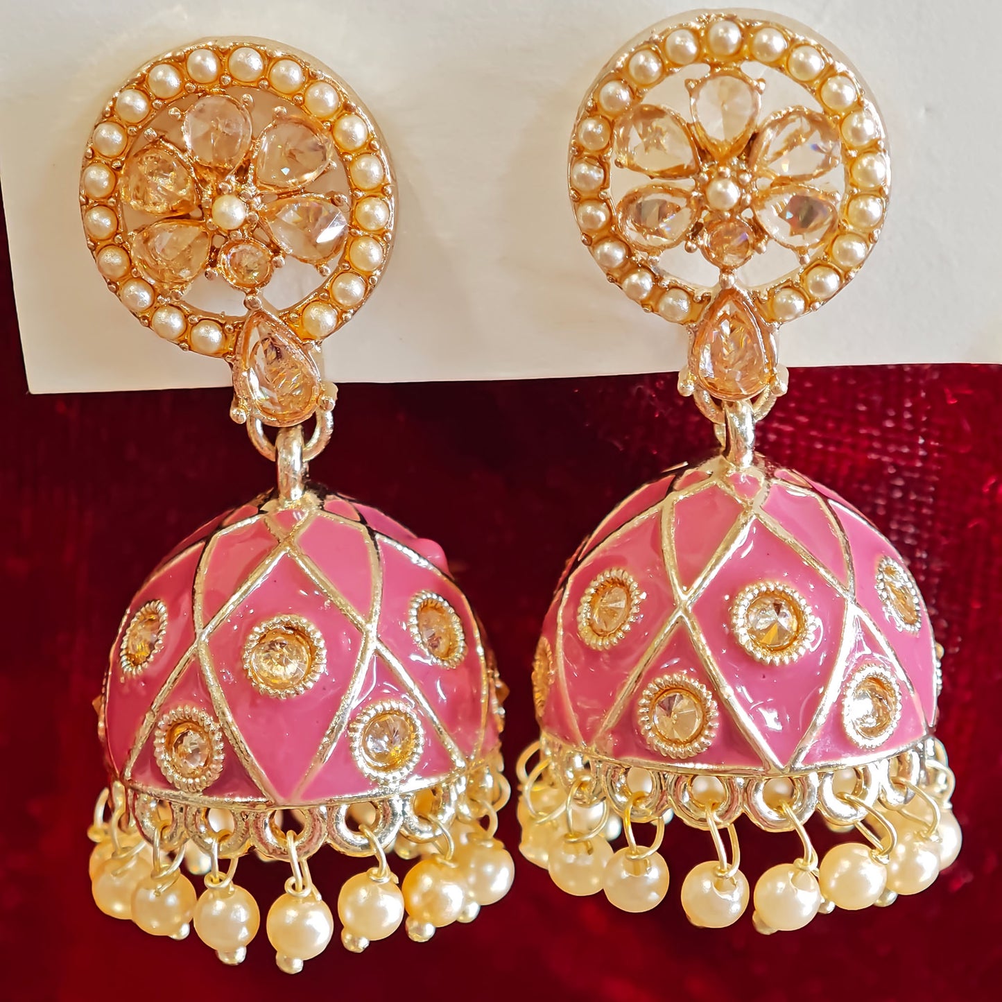 Magenta Meenakari Jhumki