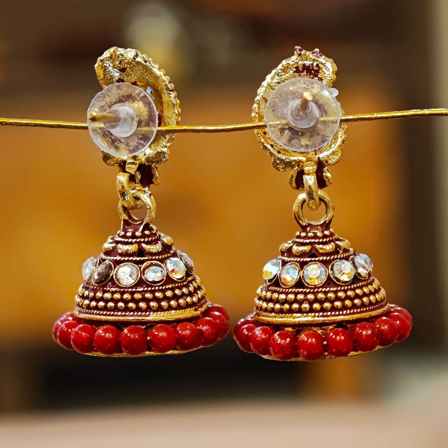 Maroon Beaded Keri Small Jhumki