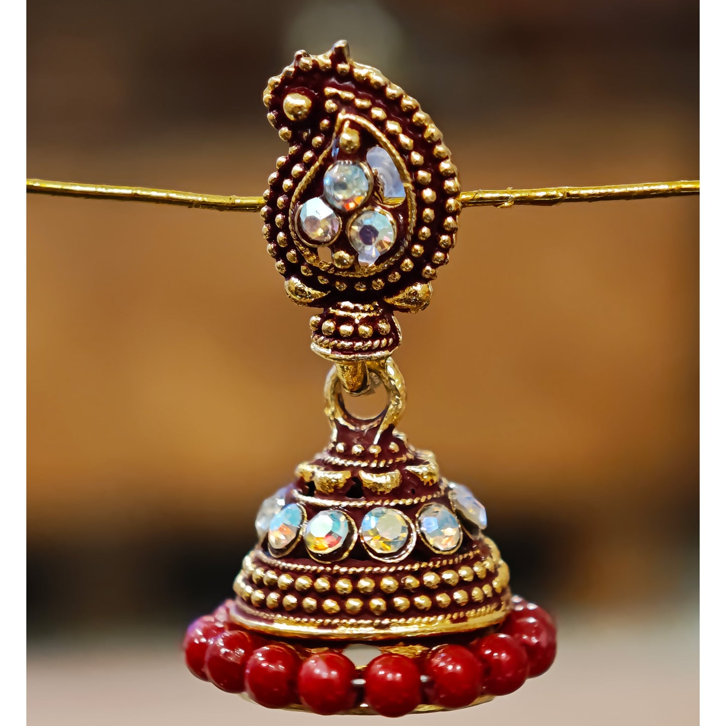 Maroon Beaded Keri Small Jhumki