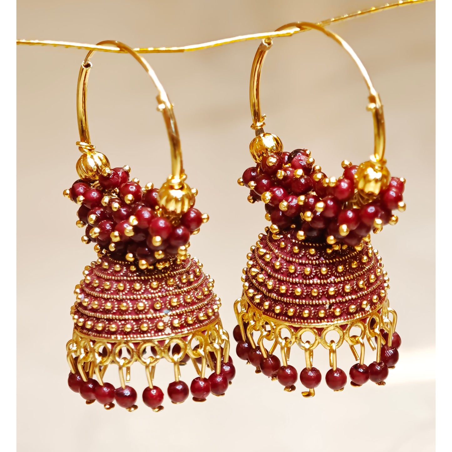 Maroon Brown Medium Hoop Jhumki