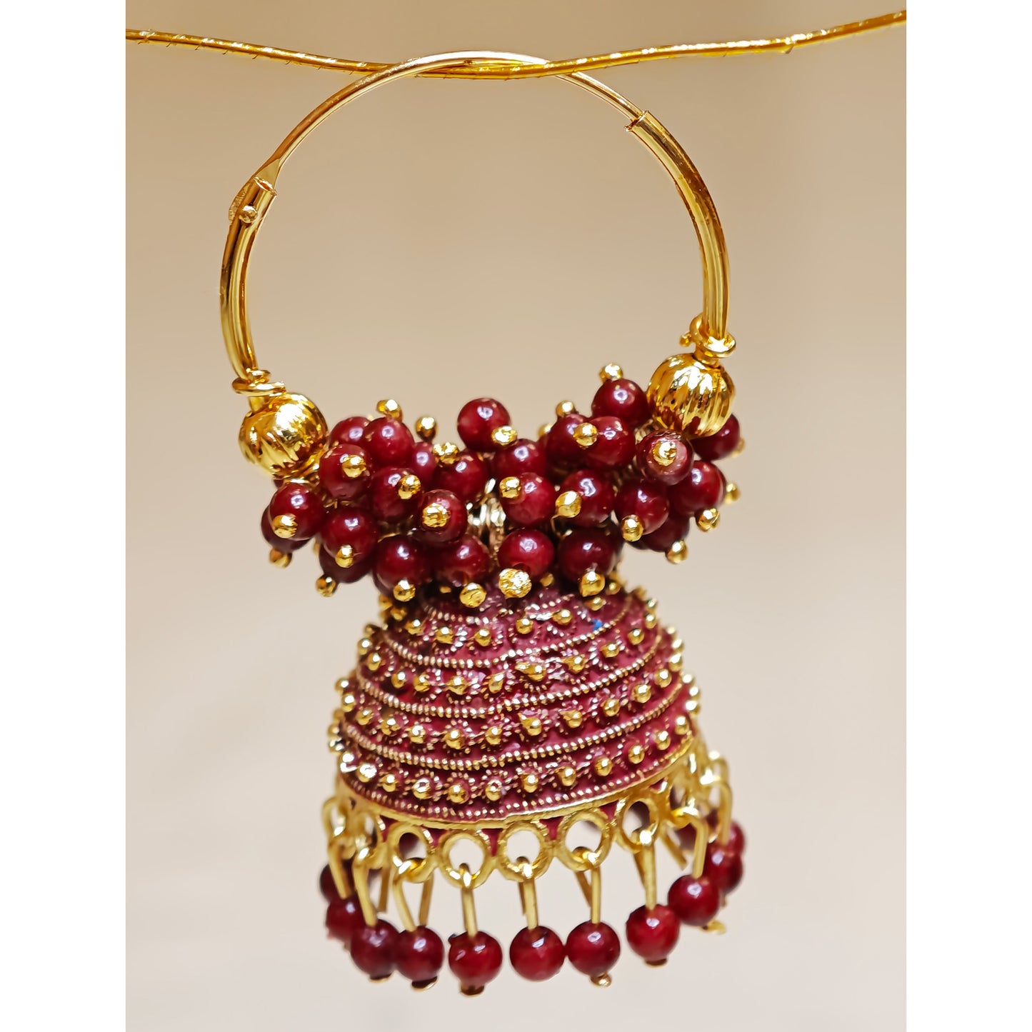 Maroon Brown Medium Hoop Jhumki