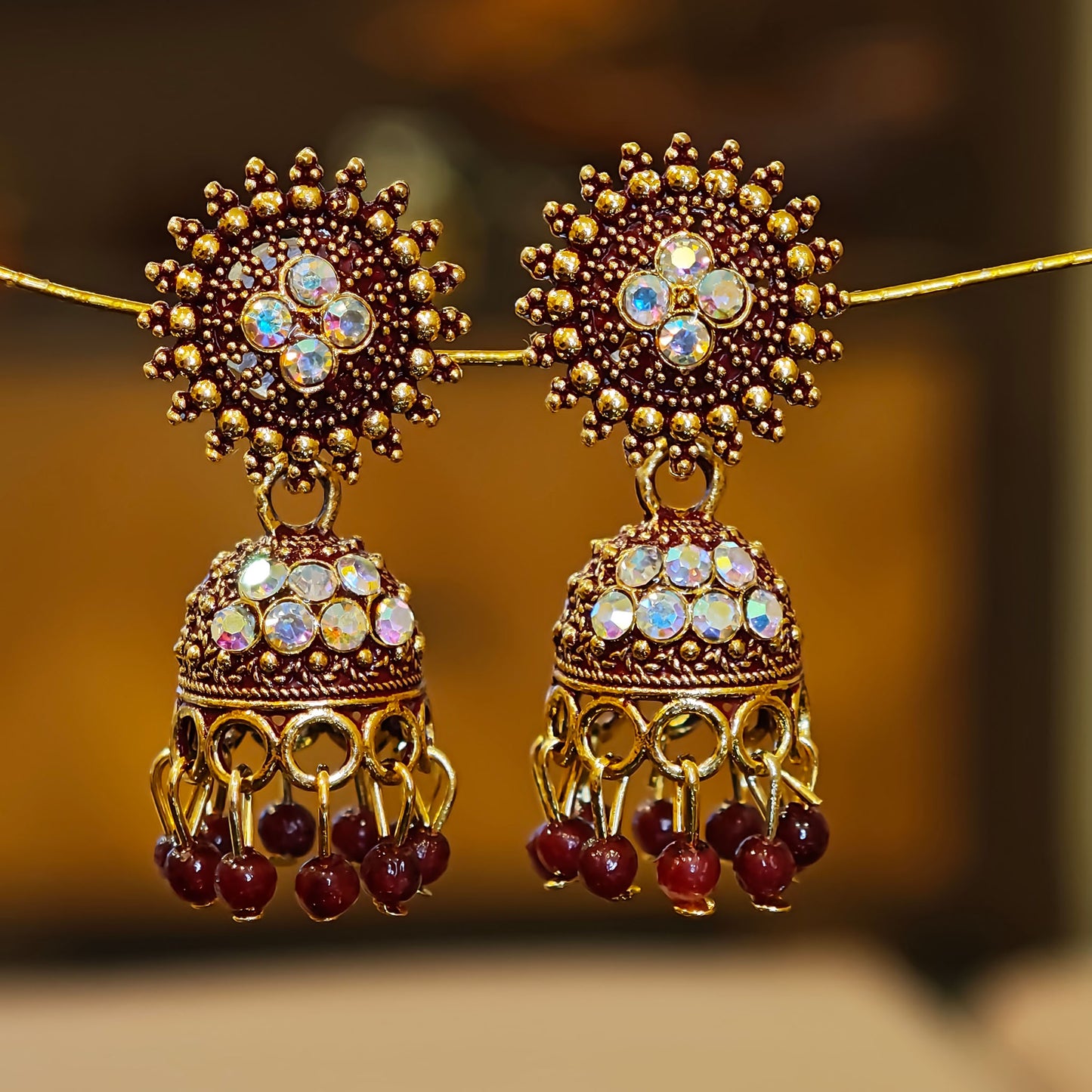 Maroon Round Top Small Jhumki