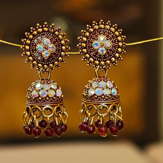 Maroon Round Top Small Jhumki