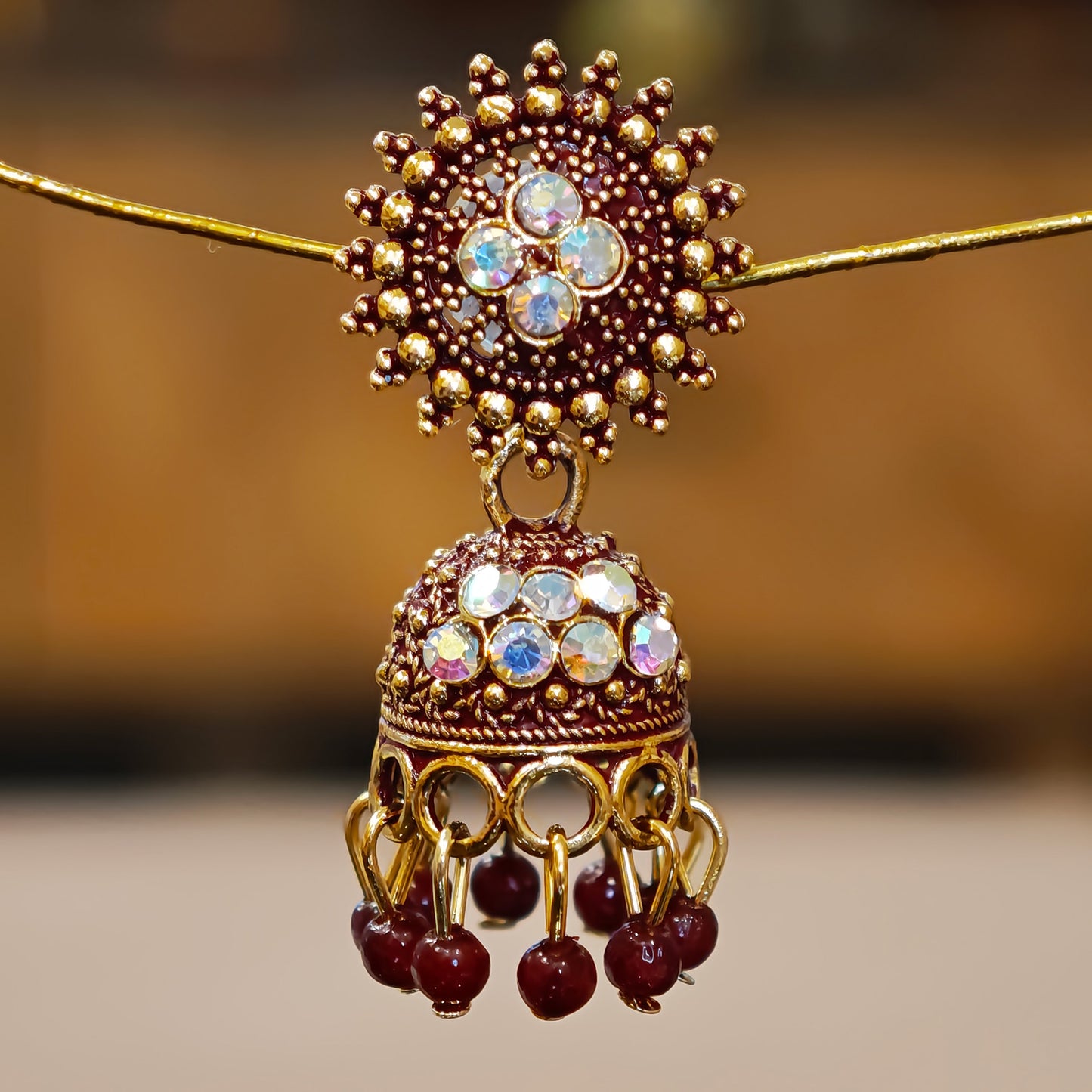 Maroon Round Top Small Jhumki