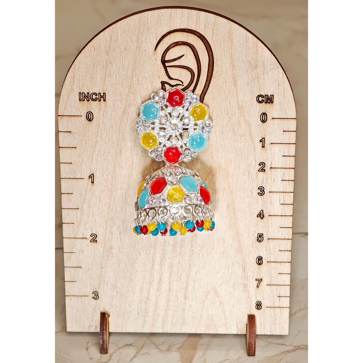 Multicoloured Silver Toned Floral Jhumki