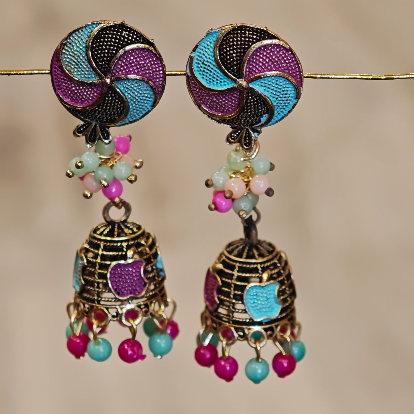 Multicoloured Round Top Jhumki