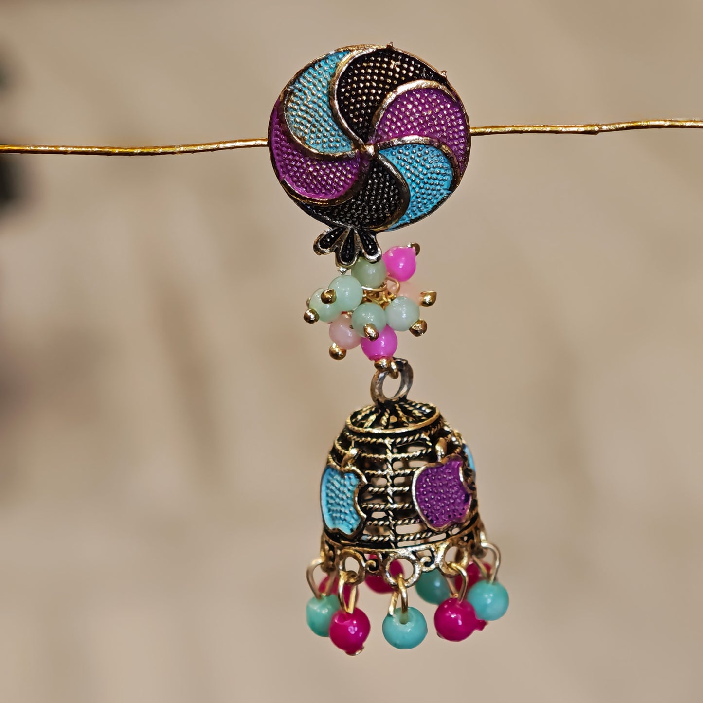 Multicoloured Round Top Jhumki