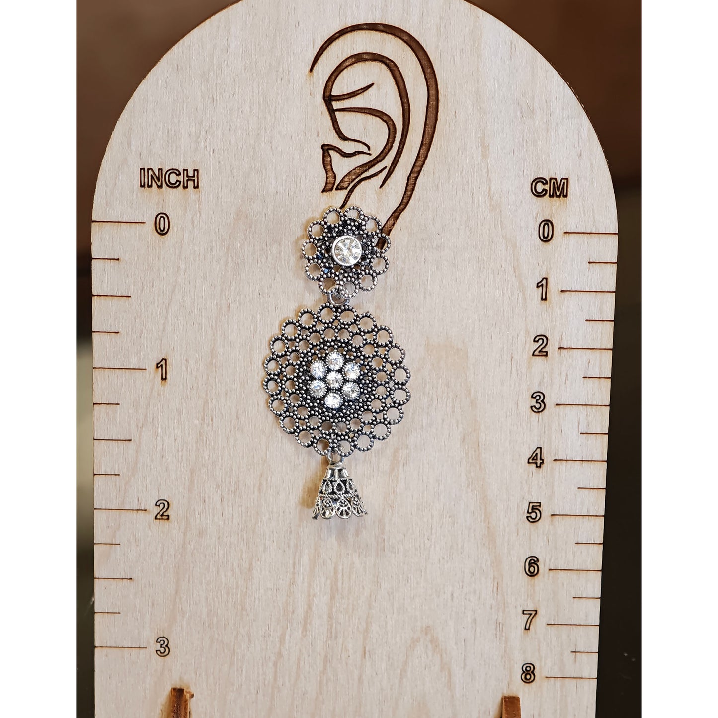 Oxidized Floral Jaali Jhumki