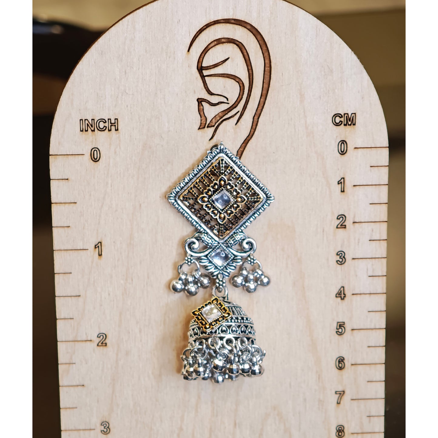 Oxidized Golden Silver Long Jhumki