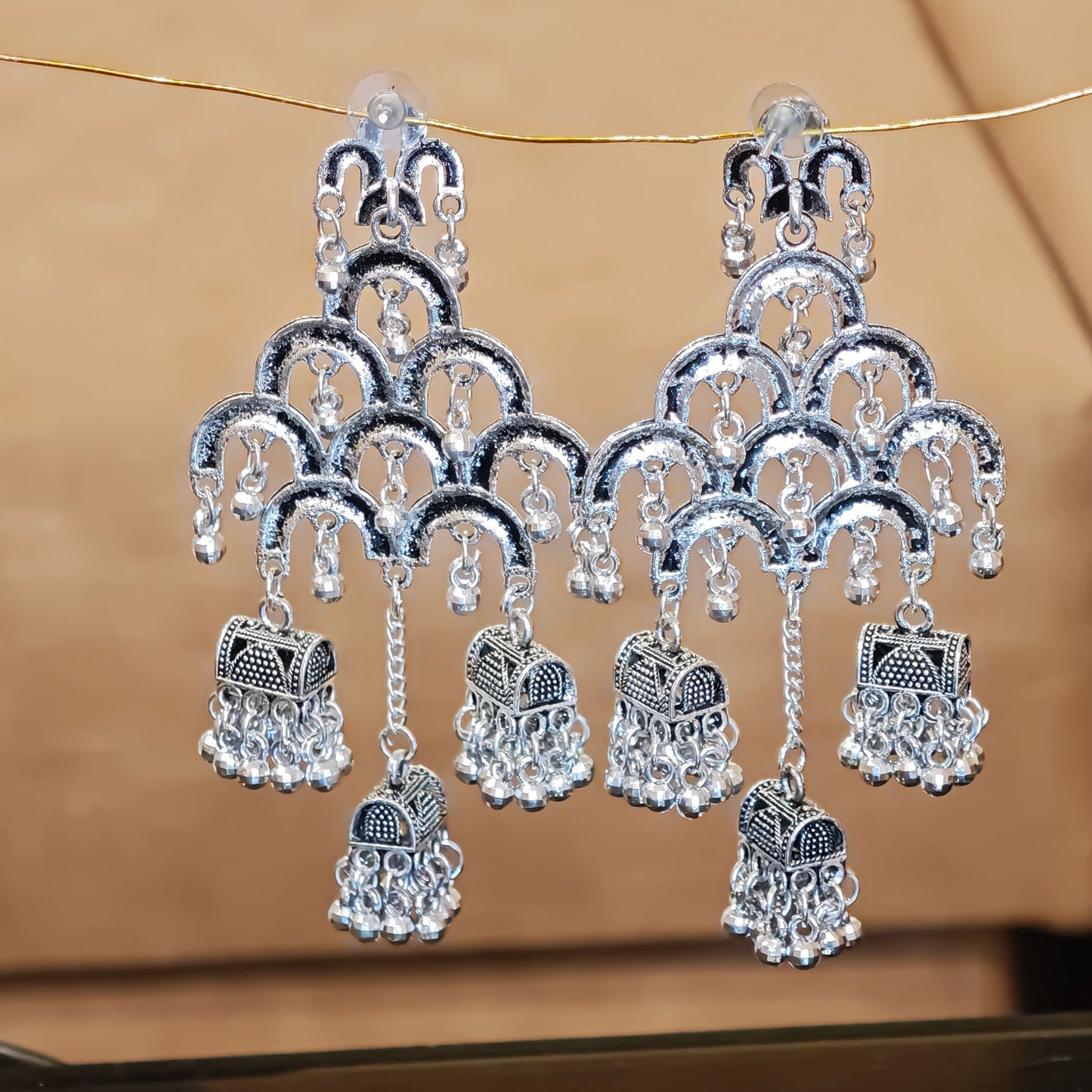 Oxidized Multi Layered Arch Jhumki