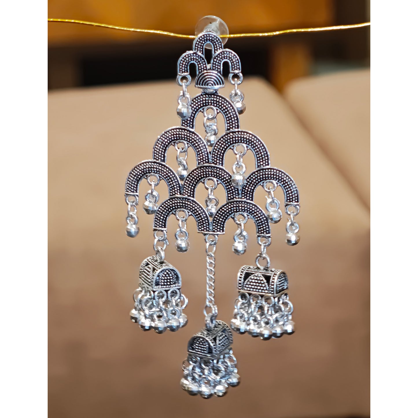 Oxidized Multi Layered Arch Jhumki
