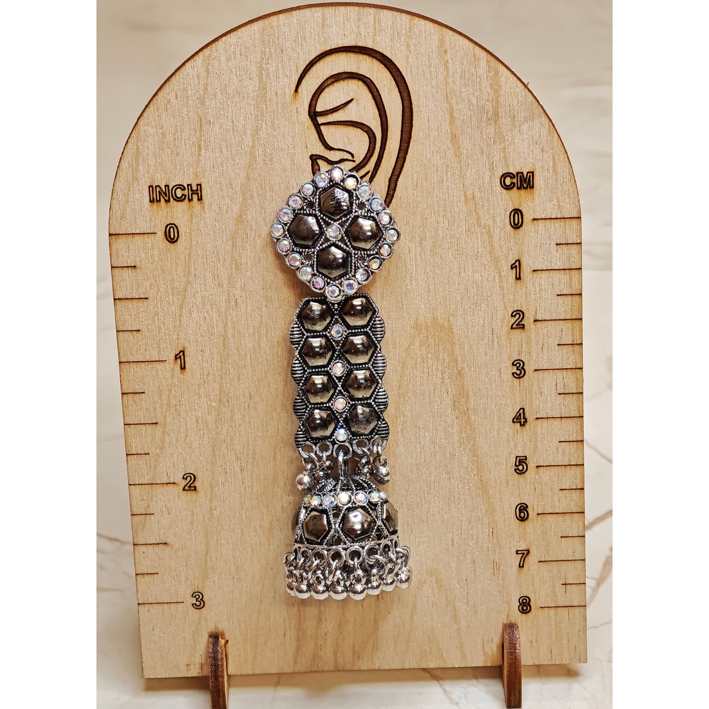 Oxidized Long Stone Jhumki
