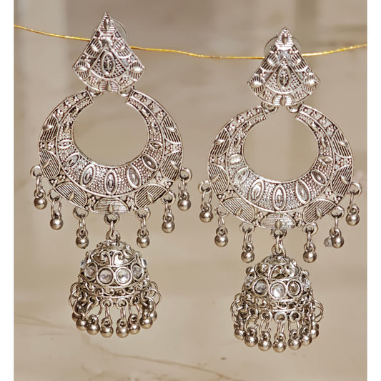 Oxidized Long Chandbali Jhumki