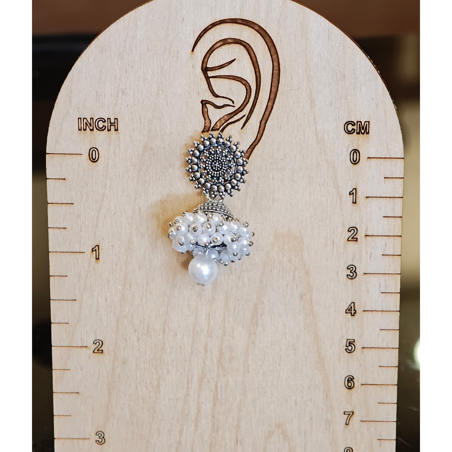 Oxidized Pearl Cluster Jhumki